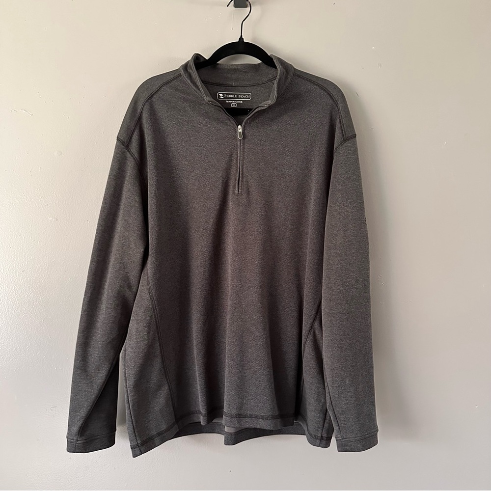 Pebble Beach Performance‎ 1/4 Zip Pullover | Charcoal Grey | Logo Embroidery